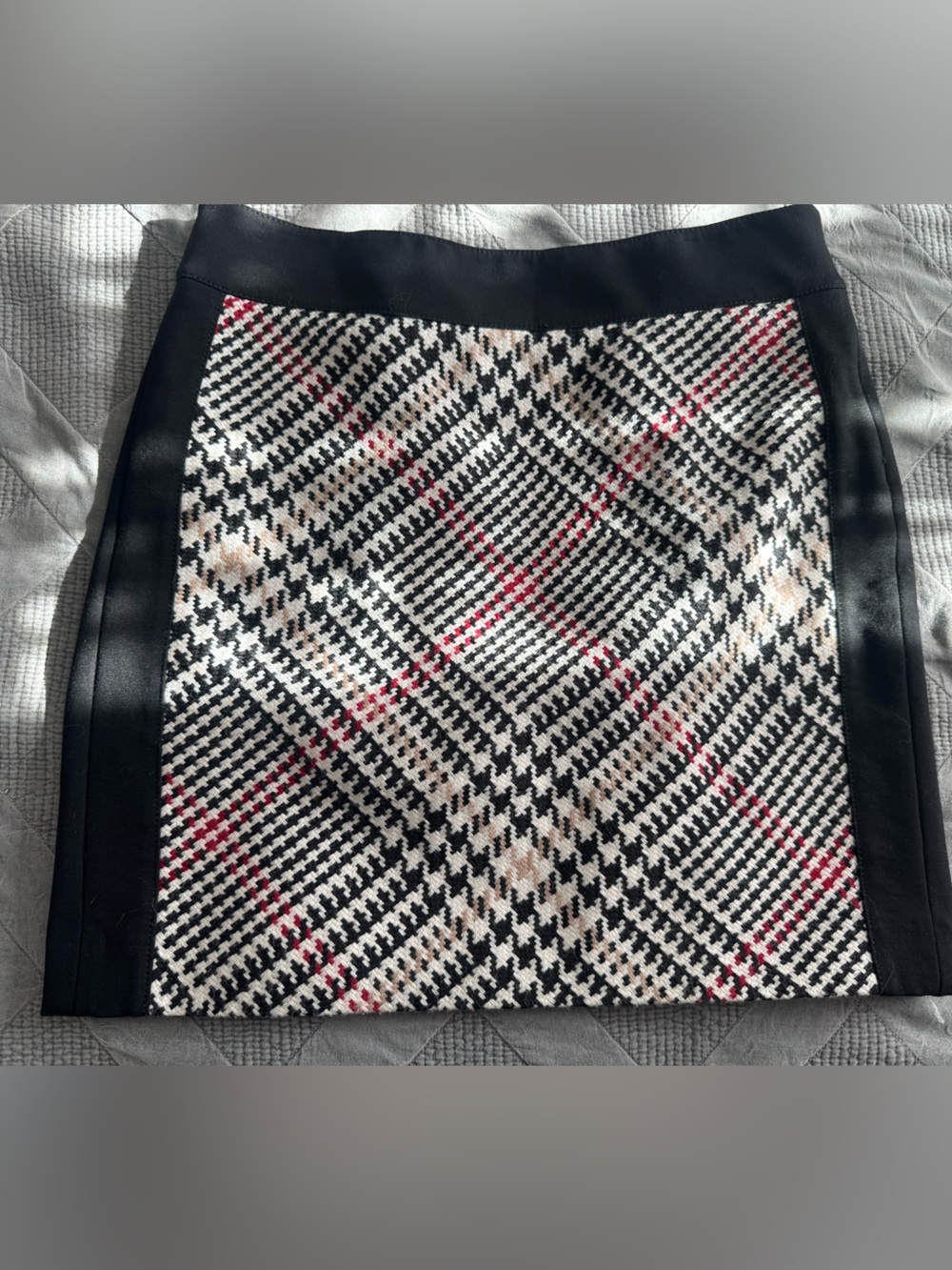 White House Black Market Paneled Houndstooth Skirt